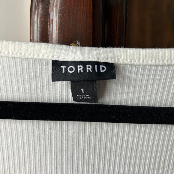 Torrid Ribbed Henley Top, Off-White - Picture 2 of 5